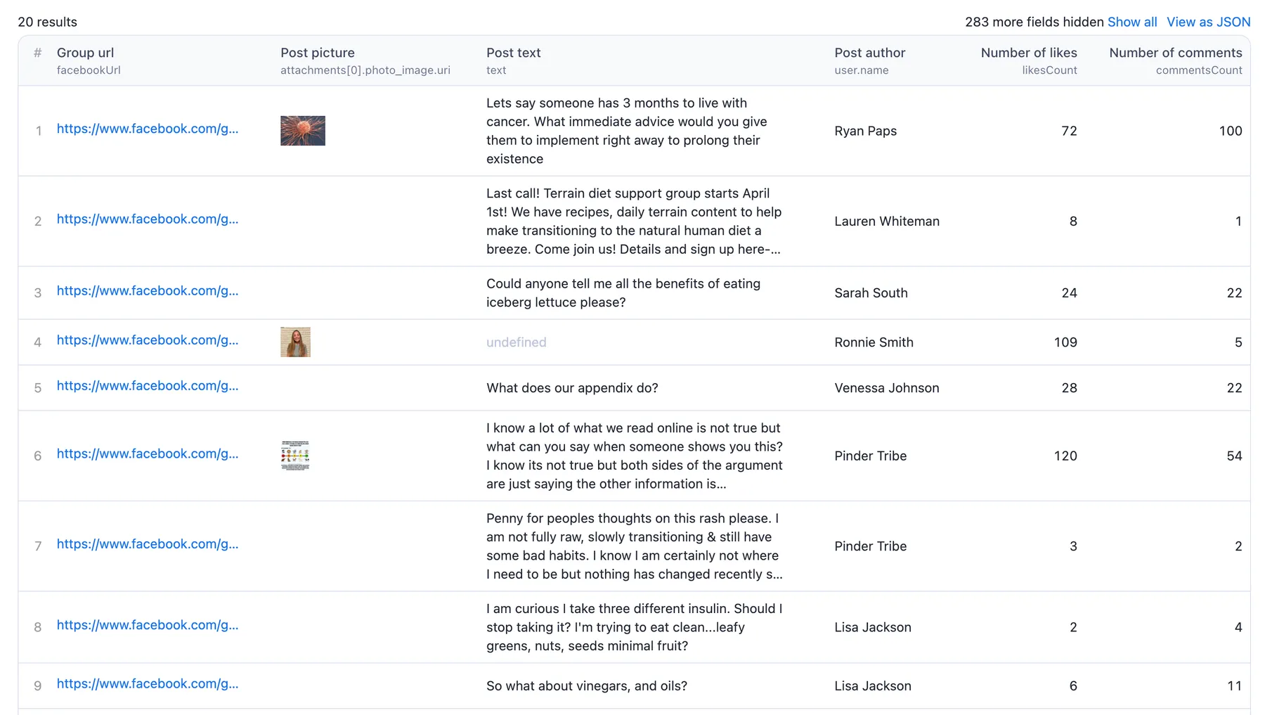 Facebook groups scraping